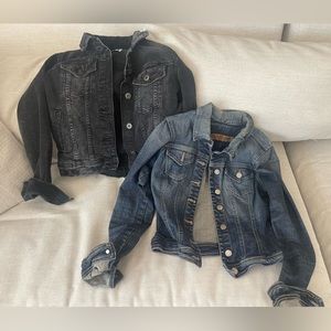 Two denim jackets one black zara XS one blue denim XS